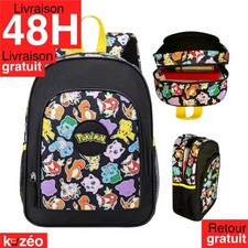 Sac à dos enfant Pikachu cartable garçon école maternelle CP primaire - Noir