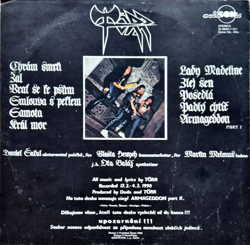 Törr - Armageddon (1990) Multisonic Vinyl LP 310004-131i Czechoslovakia - Image 2 of 4