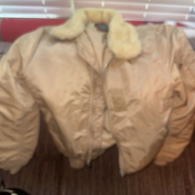 Alpha Industries B-15 Slim Fit Bomber Flight Jacket Tan Khaki Men's Size L/G
