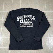 Y2K Grey Southpole Thermal Long Sleeve Shirt Size L Waffle Knit Grunge Skate