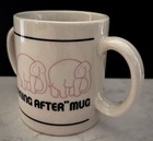 VINTAGE 1982 DNA HANGOVER “Morning After” Gag Mug! Pink Elephants! Double Handle — photo 3