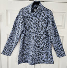 Chicos Size 2 (L) Jacquard Animal Print Mock Neck Pullover Tunic Blue Muse NWT
