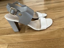 Cole Haan Womens Octavia Gray White Open Toe Block Heel Slingback Sandals 10B