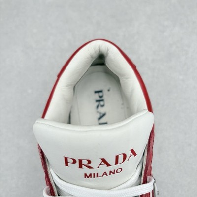Prada Downtown Leather Sneakers ' White Lacquer Red ' | Size 7.5
