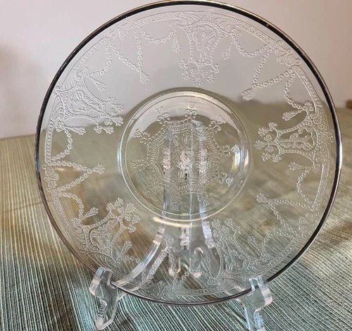 4 Vintage Anchor Hocking Glass Cameo Dancing Ballerina 6.75" Dessert Plates