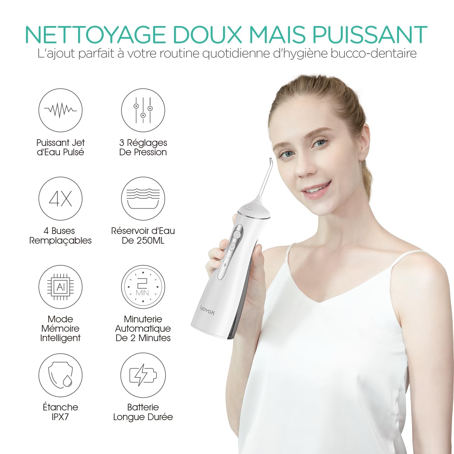 Hydropulseur et irrigateurs buccaux rechargeables à 3 modes de pression - 2