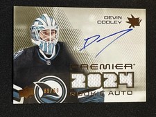 Devin Cooley 2024-25 Upper Deck Premier Rookie Auto Autograph Jersey /99 Sharks