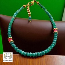 Faceted Emerald Bead Bracelet: Adjustable Gemstone Jewelry