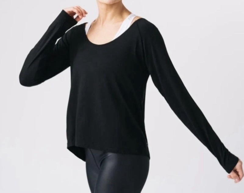 ZYIA Active Black Namaste Long Sleeve Draped Open Back Shirt Size XXL