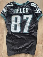Brent Celek Philadelphia Eagles Black Reebok Authentic Game Jersey Autographed