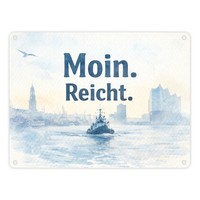 Moin. Reicht. Uferlandschaft Mit Boot Metallschild In 15X20 Cm