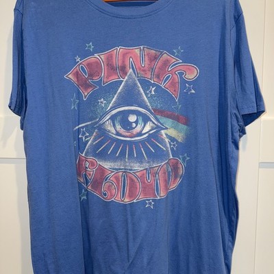 Womens 2024 Blue Pink Floyd Short Sleeve Crop T-Shirt Size L