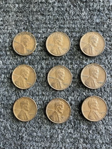 Lot Of 9 Higher Grade 1920’s Lincoln Cents VF/XF . Includes 25S and 27S