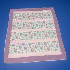 Vtg Handmade Pink Purple Dancing Ballerina Mouse Toddler Knot Tie Quilt 51"x 46"