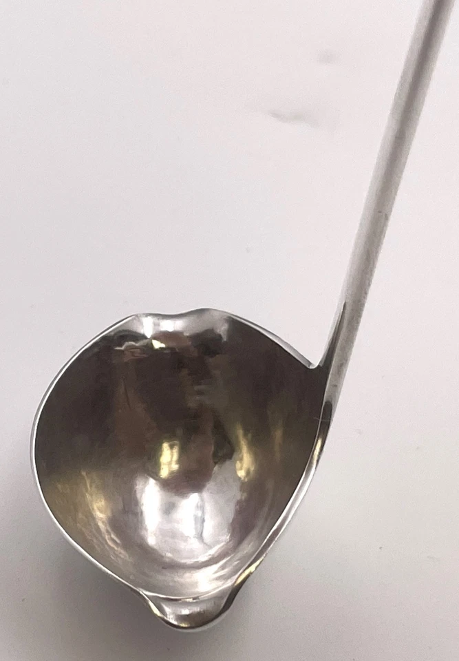 Georg Jensen Hammered Sterling Silver Cream Ladle in Blossom Pattern - Image 3 of 4