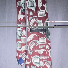 Kissa New York Red/White/Green Money Novelty Silk Woven Men's Pointed Tie