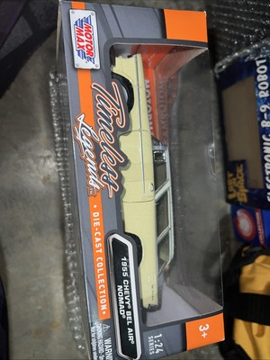 1955 Chevy Bel Air Nomad Yellow Motormax 73248 - 1/24 Scale Diecast Car