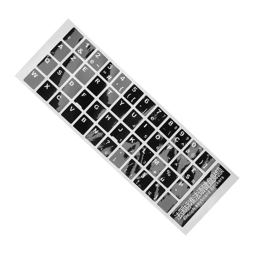 2X(White Letters French Azerty Keyboard Sticker Cover Black for Laptop PC U6G3)