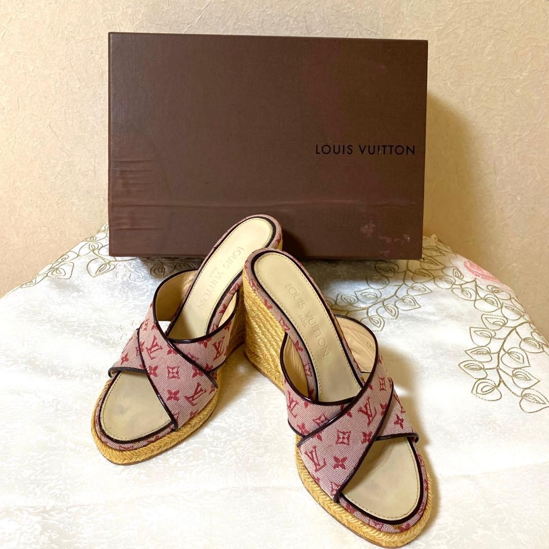 Louis Vuitton Sandals Shoes Mule Monogram EU 36 US 6 Pink Authentic