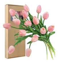 New 30 pcs Artificial Tulip Flowers Real Touch Tulips Faux Rose Red