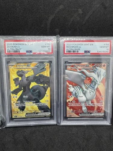 Pokémon TCG Zekrom EX + Reshiram EX 158/086 Ultra Rare Black Bolt SV PSA 10