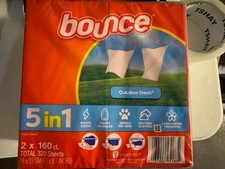 Bounce Fabric Softener Dryer Sheet Outdoor Fresh, 2 x 160 Sheets Pack of 2 