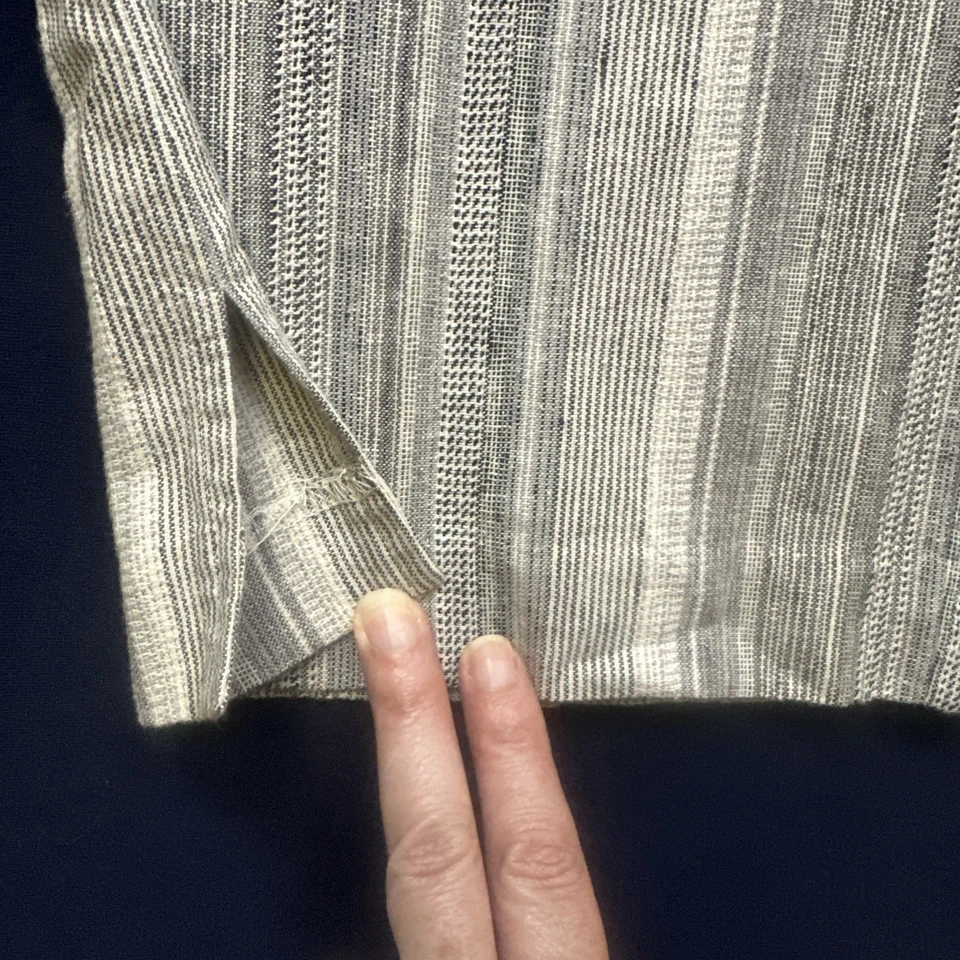 Linen Cotton Blend Grey Striped Pants Women’s Size 14 Elastic Waist Summer Beach - Image 4 of 4