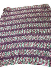 BEAUTIFUL NEW HANDMADE CROCHET BABY BLANKET/AFGHAN LILAC  PASTEL MULTI