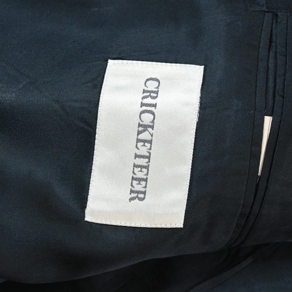 Cricketeer 50R 40x30 Navy Blue Chalk Stripe 100% Wool Mens Jacket Pants Suit - Image 4 of 4