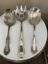 Vintage Wm Rogers Mfg. Co Large Silver Plate Serving Spoon 9" + Xtra Fork Spoon