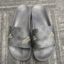 Gucci Mens Tiger Logo Black Slide Sandals US ...