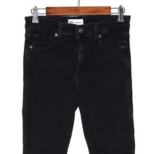 ZARA womens high rise skinny jeans size 6 stretch solid black denim