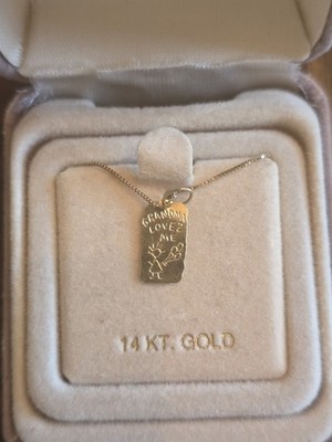 14 Kt. Gold Oma liebt mich Anhänger mit Kette
