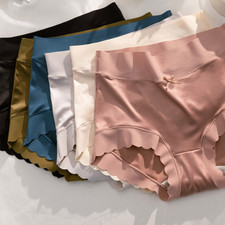 3PCS Lady Silky Satin Briefs Panties Underwear Seamless Comfort Plain Lingerie