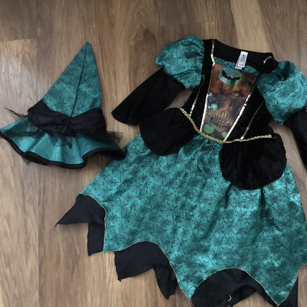 Tu Kids Witch Fancy Dress Halloween Costume With Hat Girls Age 7 8 Years Green