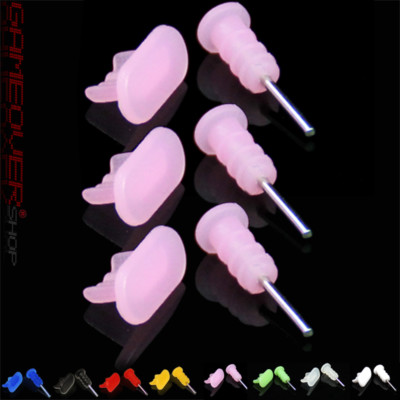 6x STAUB SCHUTZ- Kappen Stöpsel Rosa Pink SET Wasser Lightning für Apple iPhone5