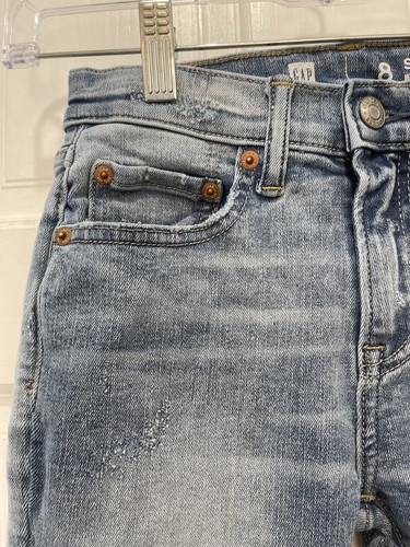 Gap Stacked Skinny Distressed Adjustable Waist Blue Jeans Boys Size 8 (22x27) - Picture 4 of 10