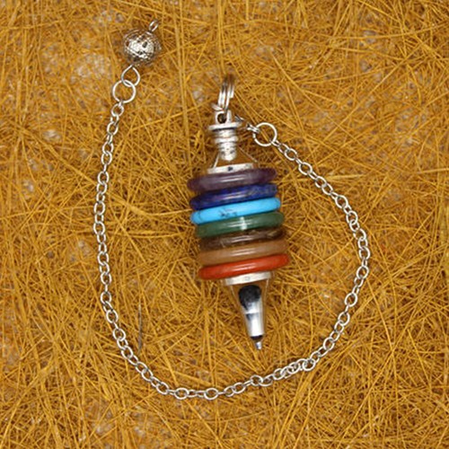 7 Chakra Pendulum Gemstone Dowser Point Dowsing Crystal Divination Reiki Charged - Picture 10 of 17