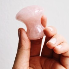 Mushroom Guasha Pink Quartz Face Massage Crystal Natural Stone Handmade Tool