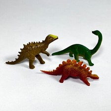 Vintage Plastic Rubber Miniature Dinosaur Figure Toys Lot Of 3