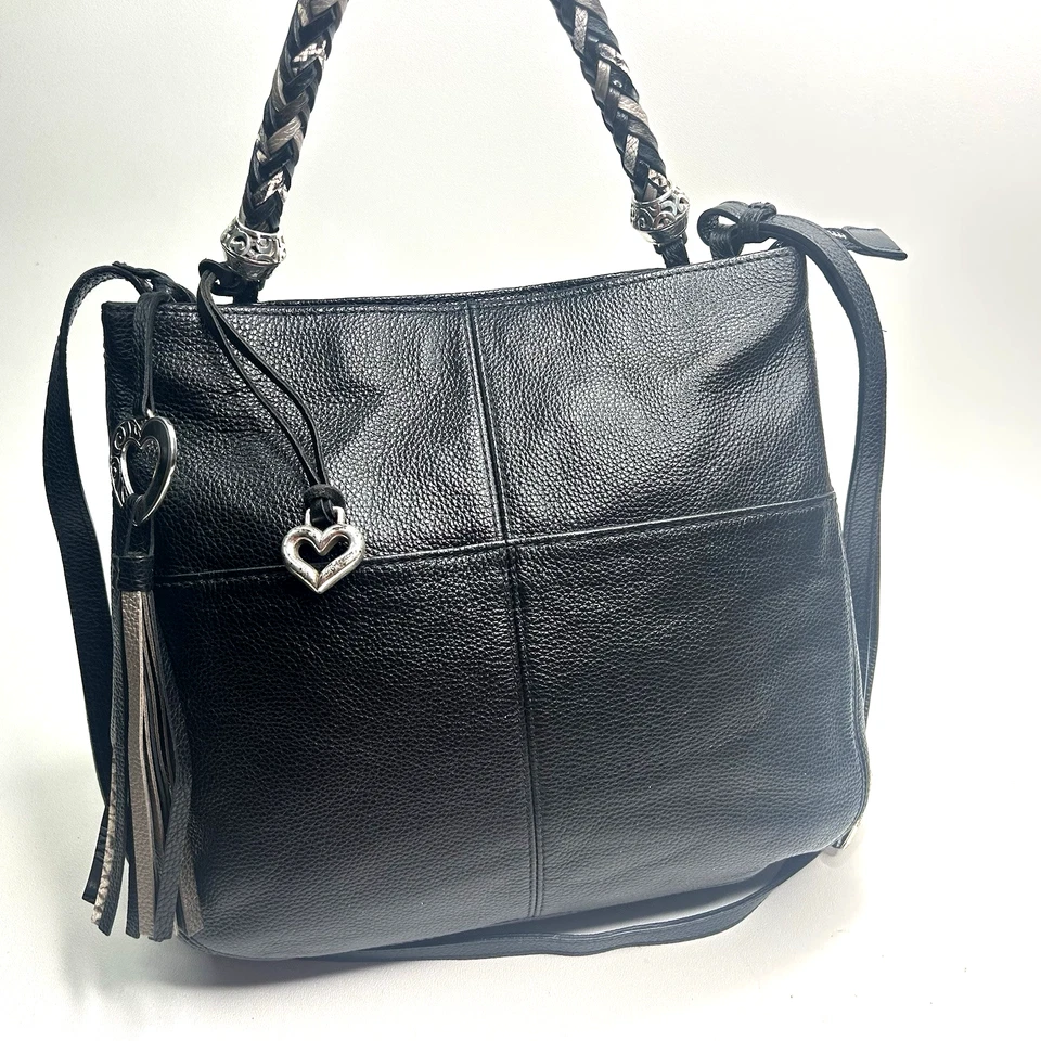BRIGHTON Handbag Bahamas Black Barbados Top Handle Tote Crossbody - Image 2 of 4