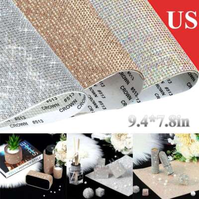 Rhinestone DIY Sticker Sheet Self Adhesive Bling Diamond Crystal Decal Car Decor