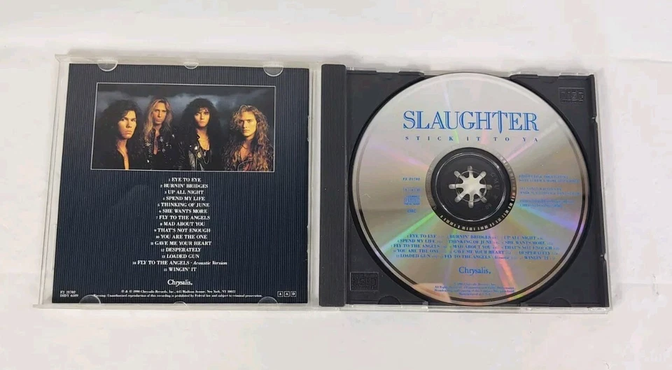 Slaughter Stick It To Ya CD 1990 Chrysalis Records Glam Hair Metal Classic Rock  Foto 2 de 4