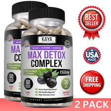 (2 Pack) Max Detox 60ct Colon Cleanse Detox Toxins Energy Boost Weight Loss
