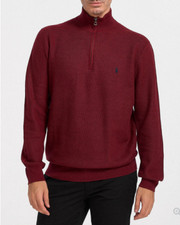  125 Polo Ralph Lauren Men's, 1/4 Zip Mockneck Knit Sweater, Burgundy, 2XL