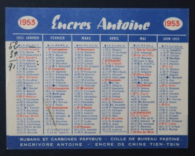 1953 Chinese Ink Pocket Calendar ANTOINE STYLEX Calendar Almanac 3