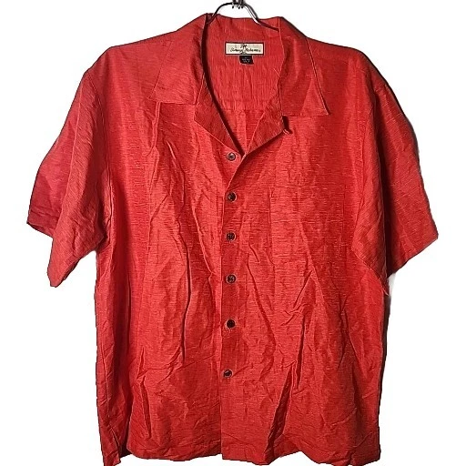 Camisa Tommy Bahama Hombres L Harley Davidson Motocicleta Bordada Seda Manga Corta Foto 3 de 4