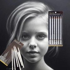 White Charcoal Pencils Set 6 Pcs for Beginners Artists Drawing Sketching