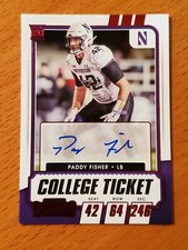 2021 Contenders Draft Red Foil #178 Paddy Fisher Northwestern Rookie Auto SP