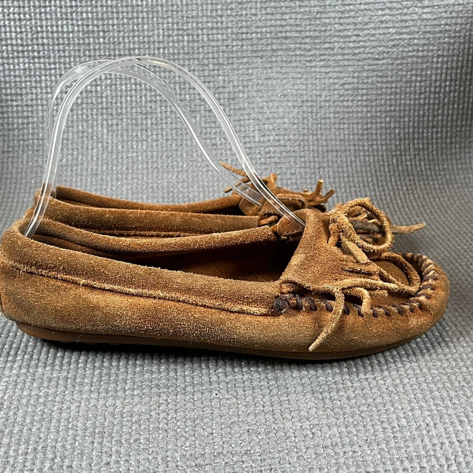 Zapatillas mocasín Minnetonka Kilty para mujer talla 6 cuero gamuza marrón polvoriento Foto 4 de 4